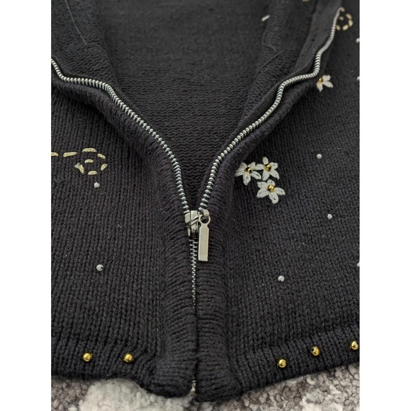 VTG Erika Christmas Sweater Vest‎ Beaded Embroidered Holiday Poinsettia - Picture 5 of 7